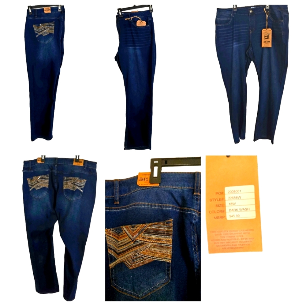 Womens plus size dark wash denim jeans